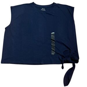 Banana Republic Navy Sleeveless Side Tie Cotton Modal Shirt, Size L, NWT